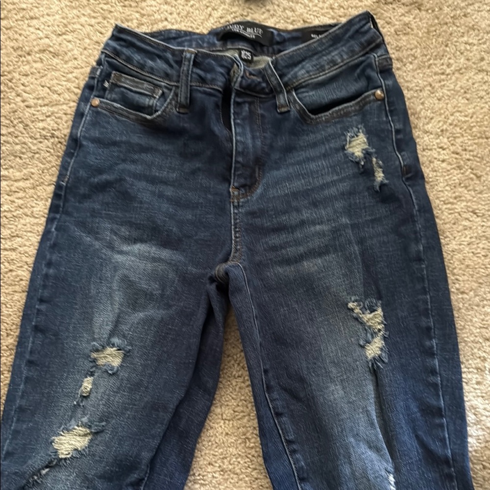 Judy Blue Boyfriend Jeans Blue Distressed